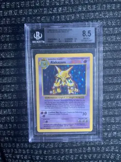Pokemon Shadowless Alakazam Holo 1/102 BGS 8.5 PSA Base Set Pokemon WOTC 1999 - Image 1