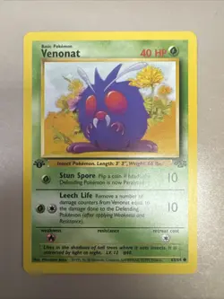 POKEMON 1ST. EDITION VENONAT 63/64 JUNGLE COMMON NEAR MINT - Image 1