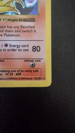 NINETALES - 12/102 - Base Set SHADOWLESS - Holo - Pokemon Card - MP/HP - Image 4