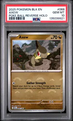 2025 POKEMON BLK EN-BLACK BOLT POKE BALL REVERSE HOLO #068 AXEW PSA 10 - Image 1