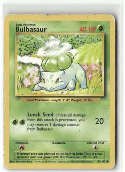 Pokemon Bulbasaur Common Base Set 044/102 HP - Image 1