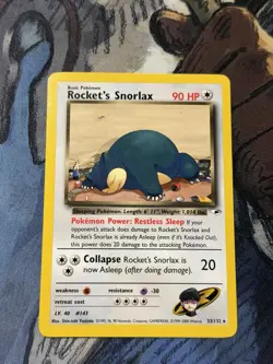 Rocket's Snorlax 33/132 Rare Gym Heroes Pokemon WOTC Vintage English LP - Image 1
