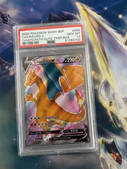 CHARIZARD V HOLO POKEMON SWSH CHAMPIONS PATH ETB PROMO PSA 10 GEM MT - Image 1