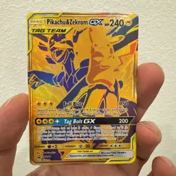 Pokemon TCG Pikachu & Zekrom GX Full Art Black Star Promo Foil SM248 TAG TEAM - Image 1
