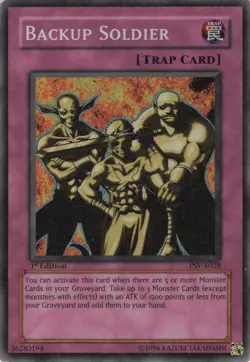 Yugioh Backup Soldier PSV-E028 Super Rare 1st Edition LP - Image 1