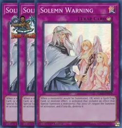 Yugioh! 3x Solemn Warning RA02-EN078 Ultra Rare 1st Ed NM - Image 1