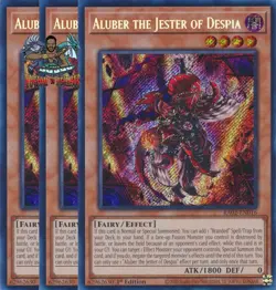 Yugioh! 3x Aluber the Jester of Despia RA02-EN016 Secret Rare 1st Ed NM - Image 1