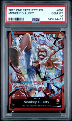 2025 ONE PIECE STARTER DECK ST21-EX GEAR 5 #001 MONKEY D. LUFFY PSA 10 - Image 1