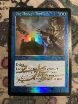 MTG Foil Dig Through Time Signed By Artist Retro Frame WPN & Gateway Promo - Image 1