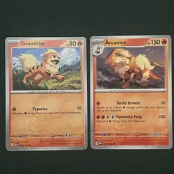 Growlithe Arcanine Evolution Lot MEW Pokemon TCG - Image 1