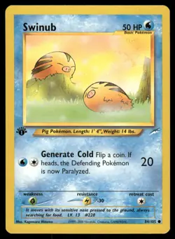 Pokemon Cards Swinub 84/105 1st Edition Neo Destiny WOTC Common LP *2 - Image 1
