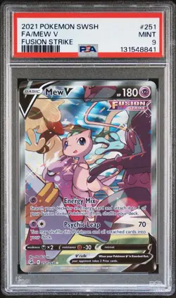 2021 POKEMON SWORD & SHIELD FUSION STRIKE #251 FULL ART MEW V PSA 9 ALT ART - Image 1