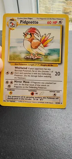 Pokemon TCG Pidgeotto Base Set 22/102 Regular Unlimited Rare - MP - Image 1