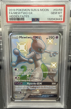 2019 POKEMON SUN & MOON HIDDEN FATES #SV59 FULL ART/MEWTWO GX PSA 10 - Image 1