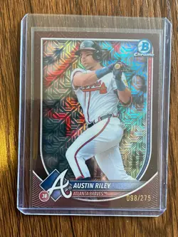2025 Bowman Mega Box Chrome Burgundy Mojo Refractor /275 Austin Riley - Image 1