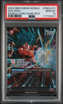 Son Goku Bandai Card Game Fest Promo FB03-011 PSA 10 Gem Mint Dragon Ball Fusion - Image 1
