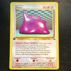 Pokemon TCG Ditto 18/62 Fossil 1st Edition Rare Basic Regular English 50 HP - Image 1