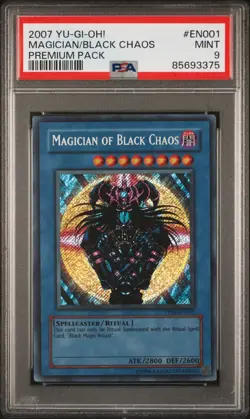 2007 YU-GI-OH! PREMIUM PACK PP01-EN001 MAGICIAN OF BLACK CHAOS PSA 9 - Image 1