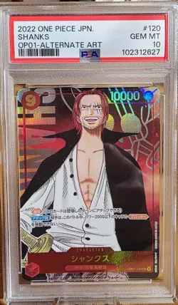 Shanks 2022 One Piece Romance Down OP01-120 Alternate Art Japanese PSA 10 - Image 1