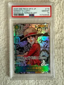 PSA 10 Monkey D. Luffy (Manga Alt Art) OP13-118 ONE PIECE Card Game 2025 - Image 1