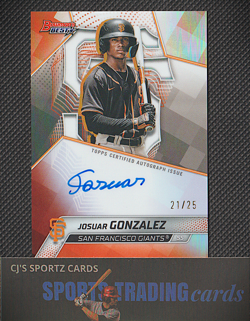 2025 Bowman's Best Josuar Gonzalez Auto True Orange /25 Giants #B25-JG - Image 1