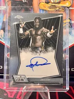 2026 Topps Chrome WWE Oba Femi NXT Chrome Auto On Card - Image 1