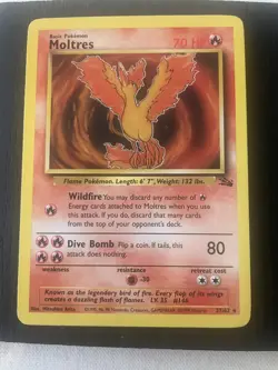 Pokemon TCG Moltres 27/62 Fossil Regular Non Holo Rare Card Vintage WOTC LP/NM - Image 1