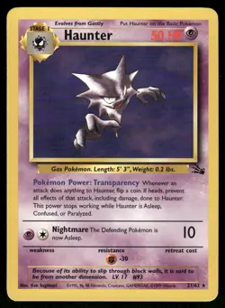 Pokemon Cards Haunter 21/62 Unlimited Fossil Rare NM *3 - Image 1