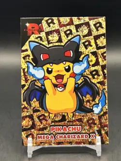 Pikachu Poncho FULL SET - Gold Cracked Ice Holo - Team Rocket Database (9 Cards) - Image 5