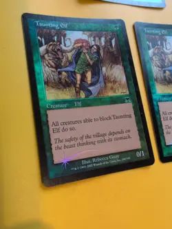 Taunting Elf x3. Onslaught. MTG Card. Old vintage FOIL. Shooting star. 3 card - Image 5