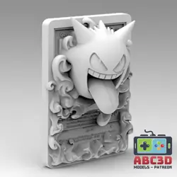 Pokemon card 3D - Gengar - 3D printed with 8k resin - UNPAINTED - Image 1