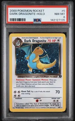 2000 POKEMON ROCKET #5 DARK DRAGONITE-HOLO FRESH SLAB PSA 8 - Image 1