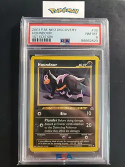 First Edition 2001 Pokemon Neo Discovery 39/75 Houndour PSA NM-MT 8 - Image 1