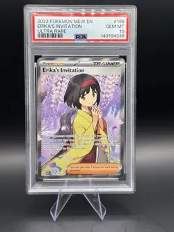 2023 POKEMON MEW EN-151 ULTRA RARE #196 ERIKA'S INVITATION PSA 10 - Image 1