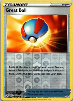 Pokemon Sword & Shield Base Great Ball Reverse Holo 164/202 - Image 1