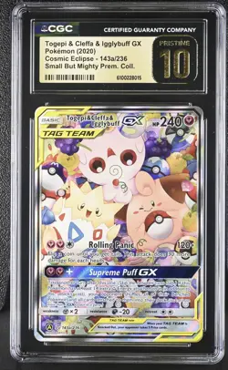 Pokemon Togepi Cleffa & Igglybuff Tag Team GX 143a/236 CGC Pristine 10 No PSA 10 - Image 1