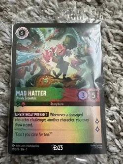 Disney Lorcana D23 Gold Member Promo Mad Hatter Unruly Eccentric Sealed + Pin - Image 2