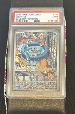 PSA 9 Squirtle 148/142 Pokemon Stellar Crown Full Art Rare Graded Card - Image 1