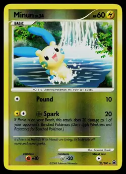 Pokemon Card - Minun Majestic Dawn 25/100 Rare Reverse Holo - Image 1