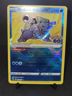 Pokemon TCG Radiant Blastoise Holo Card 018/078 Pokemon Go - Image 3