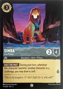 173/204 SIMBA LOST PRINCE SHIMMERING SKIES COMMON DISNEY LORCANA CARD - Image 1