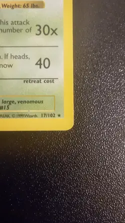 Pokemon Card - Beedrill Base Set Shadowless 17/102 1st Edition Rare - Image 4