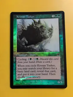 Krosan Tusker. Beast Onslaught. MTG Card. Old vintage FOIL. Shooting star. - Image 1