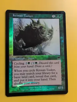 Krosan Tusker. Beast Onslaught. MTG Card. Old vintage FOIL. Shooting star. - Image 2