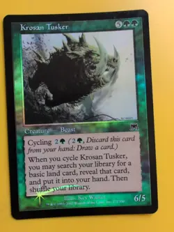 Krosan Tusker. Beast Onslaught. MTG Card. Old vintage FOIL. Shooting star. - Image 3
