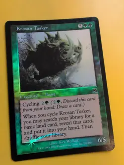 Krosan Tusker. Beast Onslaught. MTG Card. Old vintage FOIL. Shooting star. - Image 4
