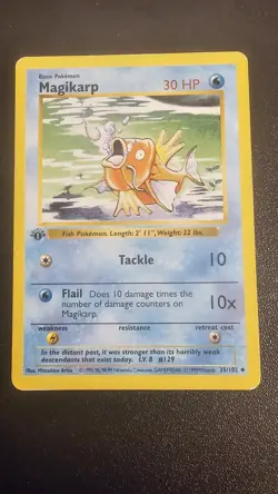 Magikarp Base Set 35/102 1st Edition Shadowless Pokemon TCG Card MP - Image 1