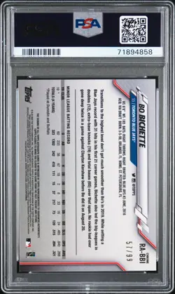 2020 TOPPS CHROME RC AUTOS GREEN REFRACTOR #RABBI BO BICHETTE 57/99 PSA 9 AUTO - Image 2