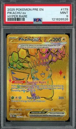 2025 Pokemon Prismatic Evolutions 179/131 PIKACHU ex Hyper Rare PSA 9 Mint - Image 1