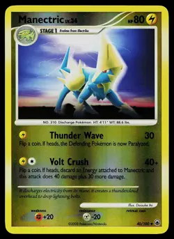 Pokemon Card - Manectric Majestic Dawn 40/100 Uncommon Reverse Holo - Image 1